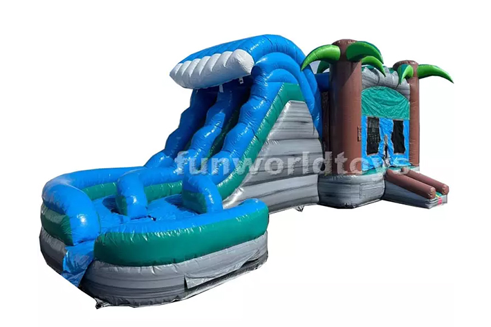 Giant PVC blue crush dual lane water slide FWZ274
