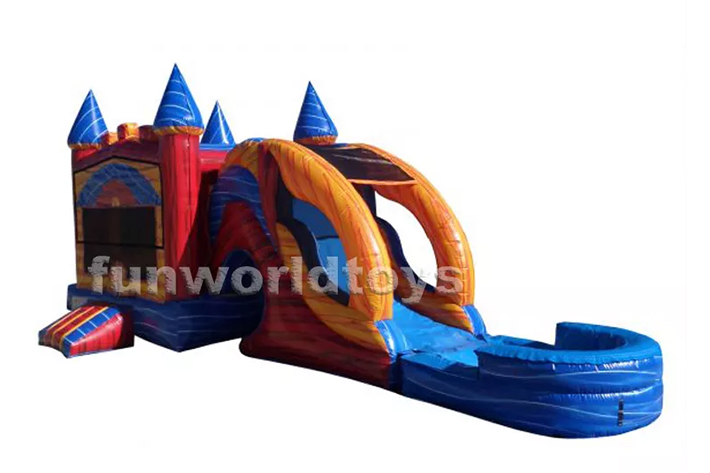 Hot inflatable bounce house with dry wet slide FWZ308