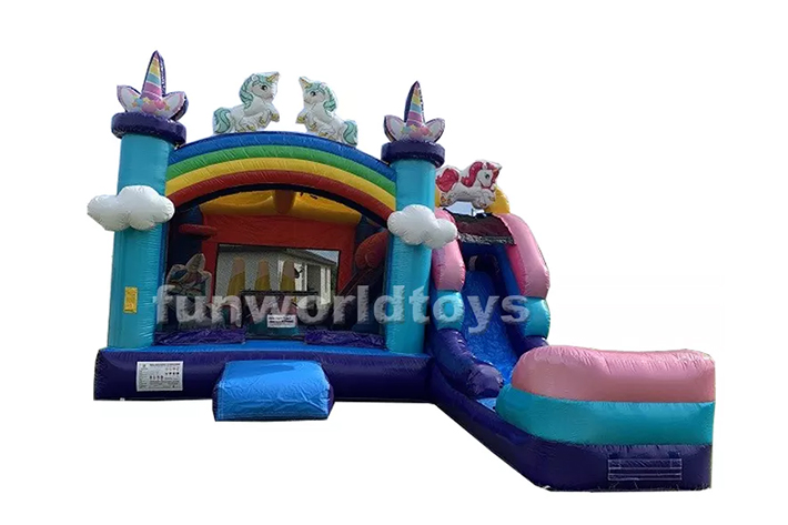 Lovely kids inflatable bouncing castle unicorn combo FWZ314