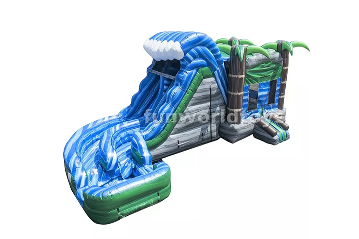 Double Lane Twisted Water Slide with Pool  FWZ339